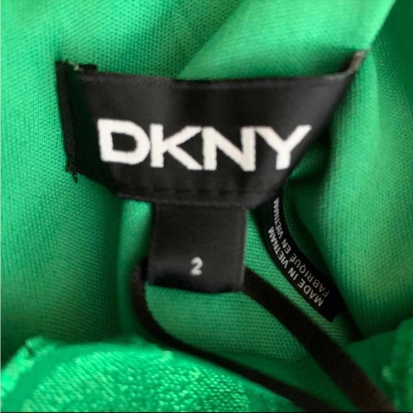 DKNY Green Polka Dot High Neck Shift Feminine Indie Mini Dress Size 2 Small - Picture 7 of 8